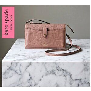 Vintage KATE SPADE -  Dusty peony pink leather wallet with strap